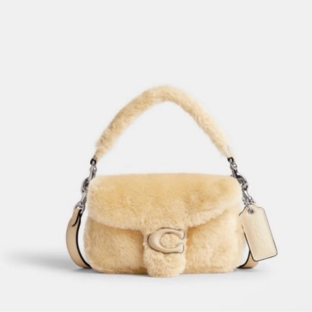 Coach Pillow Tabby Bag 18 in Shearling in Cream